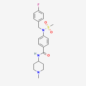 molecular formula C21H26FN3O3S B4465204 4-{N-[(4-FLUOROPHENYL)METHYL]METHANESULFONAMIDO}-N-(1-METHYLPIPERIDIN-4-YL)BENZAMIDE 