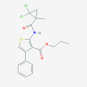 molecular formula C19H19Cl2NO3S B446521 Propyl 2-{[(2,2-dichloro-1-methylcyclopropyl)carbonyl]amino}-4-phenylthiophene-3-carboxylate 