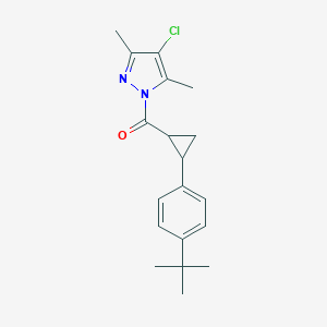 molecular formula C19H23ClN2O B446527 1-{[2-(4-tert-butylphenyl)cyclopropyl]carbonyl}-4-chloro-3,5-dimethyl-1H-pyrazole 