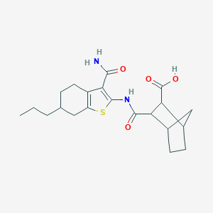 molecular formula C21H28N2O4S B446533 3-[(3-Carbamoyl-6-propyl-4,5,6,7-tetrahydro-1-benzothiophen-2-yl)carbamoyl]bicyclo[2.2.1]heptane-2-carboxylic acid 