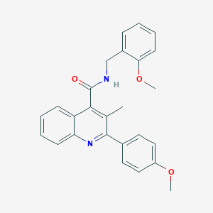 molecular formula C26H24N2O3 B446534 N-(2-methoxybenzyl)-2-(4-methoxyphenyl)-3-methylquinoline-4-carboxamide 