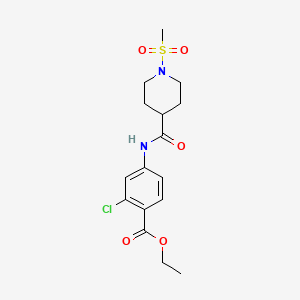 molecular formula C16H21ClN2O5S B4465351 ETHYL 2-CHLORO-4-(1-METHANESULFONYLPIPERIDINE-4-AMIDO)BENZOATE 