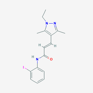 molecular formula C16H18IN3O B446539 3-(1-ethyl-3,5-dimethyl-1H-pyrazol-4-yl)-N-(2-iodophenyl)acrylamide 
