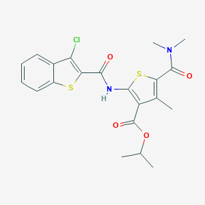 molecular formula C21H21ClN2O4S2 B446540 Isopropyl 2-{[(3-chloro-1-benzothien-2-yl)carbonyl]amino}-5-[(dimethylamino)carbonyl]-4-methylthiophene-3-carboxylate 