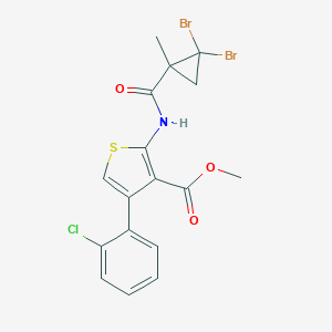 molecular formula C17H14Br2ClNO3S B446541 Methyl 4-(2-chlorophenyl)-2-{[(2,2-dibromo-1-methylcyclopropyl)carbonyl]amino}-3-thiophenecarboxylate 