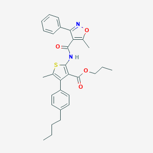molecular formula C30H32N2O4S B446542 Propyl 4-(4-butylphenyl)-5-methyl-2-{[(5-methyl-3-phenyl-4-isoxazolyl)carbonyl]amino}-3-thiophenecarboxylate 
