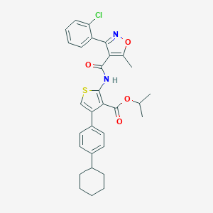 molecular formula C31H31ClN2O4S B446548 Isopropyl 2-({[3-(2-chlorophenyl)-5-methylisoxazol-4-yl]carbonyl}amino)-4-(4-cyclohexylphenyl)thiophene-3-carboxylate 