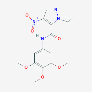 molecular formula C15H18N4O6 B446557 1-ethyl-4-nitro-N-(3,4,5-trimethoxyphenyl)-1H-pyrazole-5-carboxamide 