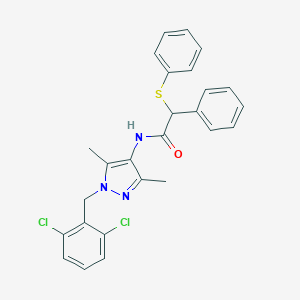 molecular formula C26H23Cl2N3OS B446560 N-[1-(2,6-dichlorobenzyl)-3,5-dimethyl-1H-pyrazol-4-yl]-2-phenyl-2-(phenylsulfanyl)acetamide 