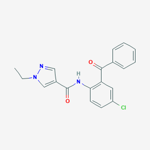 molecular formula C19H16ClN3O2 B446567 N-(2-benzoyl-4-chlorophenyl)-1-ethyl-1H-pyrazole-4-carboxamide 