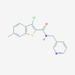 molecular formula C16H13ClN2OS B446577 3-chloro-6-methyl-N-(pyridin-3-ylmethyl)-1-benzothiophene-2-carboxamide CAS No. 312938-80-0