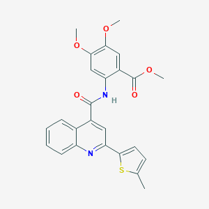 molecular formula C25H22N2O5S B446584 Methyl 4,5-dimethoxy-2-({[2-(5-methyl-2-thienyl)-4-quinolinyl]carbonyl}amino)benzoate 