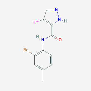molecular formula C11H9BrIN3O B446585 N-(2-bromo-4-methylphenyl)-4-iodo-1H-pyrazole-3-carboxamide 