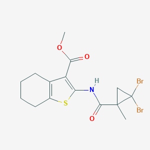 molecular formula C15H17Br2NO3S B446593 Methyl 2-{[(2,2-dibromo-1-methylcyclopropyl)carbonyl]amino}-4,5,6,7-tetrahydro-1-benzothiophene-3-carboxylate 