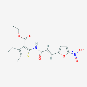 molecular formula C17H18N2O6S B446598 Ethyl 4-ethyl-2-[(3-{5-nitro-2-furyl}acryloyl)amino]-5-methyl-3-thiophenecarboxylate 