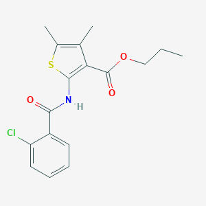 molecular formula C17H18ClNO3S B446599 Propyl 2-[(2-chlorobenzoyl)amino]-4,5-dimethyl-3-thiophenecarboxylate 
