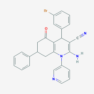 2-Amino-4-(3-bromophenyl)-5-oxo-7-phenyl-1-(3-pyridinyl)-1,4,5,6,7,8-hexahydro-3-quinolinecarbonitrile