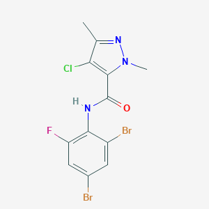 molecular formula C12H9Br2ClFN3O B446601 4-chloro-N-(2,4-dibromo-6-fluorophenyl)-1,3-dimethyl-1H-pyrazole-5-carboxamide 