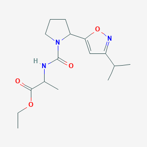 molecular formula C16H25N3O4 B4466047 Ethyl 2-({2-[3-(propan-2-YL)-1,2-oxazol-5-YL]pyrrolidine-1-carbonyl}amino)propanoate 