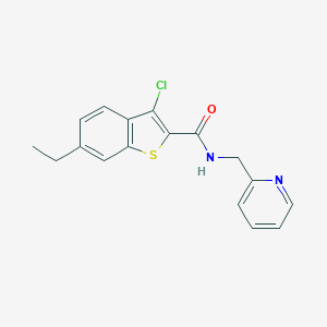 molecular formula C17H15ClN2OS B446610 3-chloro-6-ethyl-N-(pyridin-2-ylmethyl)-1-benzothiophene-2-carboxamide 