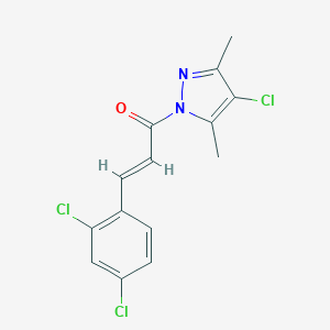 molecular formula C14H11Cl3N2O B446612 4-chloro-1-[3-(2,4-dichlorophenyl)acryloyl]-3,5-dimethyl-1H-pyrazole 