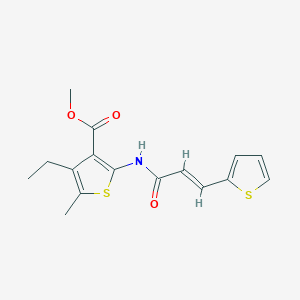 molecular formula C16H17NO3S2 B446614 Methyl 4-ethyl-5-methyl-2-{[3-(2-thienyl)acryloyl]amino}-3-thiophenecarboxylate 