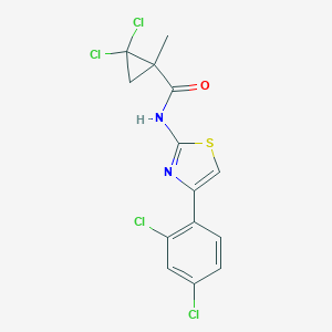 molecular formula C14H10Cl4N2OS B446631 2,2-dichloro-N-[4-(2,4-dichlorophenyl)-1,3-thiazol-2-yl]-1-methylcyclopropanecarboxamide 