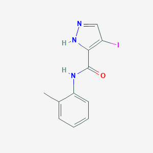 molecular formula C11H10IN3O B446642 4-iodo-N-(2-methylphenyl)-1H-pyrazole-3-carboxamide 