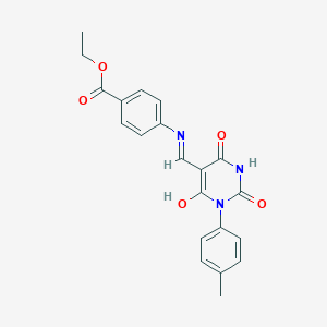 ethyl 4-({(Z)-[4-hydroxy-1-(4-methylphenyl)-2,6-dioxo-1,6-dihydropyrimidin-5(2H)-ylidene]methyl}amino)benzoate