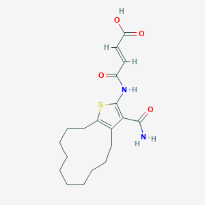 (2E)-4-[(3-carbamoyl-4,5,6,7,8,9,10,11,12,13-decahydrocyclododeca[b]thiophen-2-yl)amino]-4-oxobut-2-enoic acid