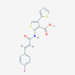 molecular formula C19H14FNO3S2 B446654 Methyl 2-{[3-(4-fluorophenyl)prop-2-enoyl]amino}-4,1'-bithiophene-3-carboxylate 