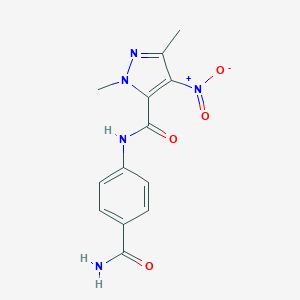 N-(4-carbamoylphenyl)-1,3-dimethyl-4-nitro-1H-pyrazole-5-carboxamide