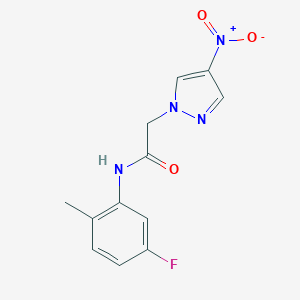 molecular formula C12H11FN4O3 B446657 N-(5-fluoro-2-methylphenyl)-2-(4-nitro-1H-pyrazol-1-yl)acetamide 