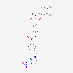 N-{4-[(3,4-dichloroanilino)sulfonyl]phenyl}-5-({4-nitro-1H-pyrazol-1-yl}methyl)-2-furamide