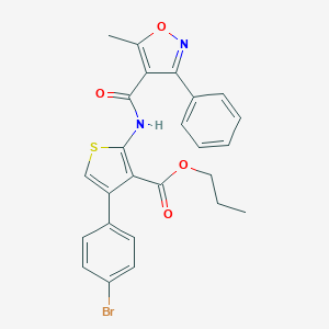 molecular formula C25H21BrN2O4S B446674 Propyl 4-(4-bromophenyl)-2-{[(5-methyl-3-phenylisoxazol-4-yl)carbonyl]amino}thiophene-3-carboxylate 