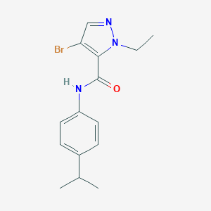 molecular formula C15H18BrN3O B446682 4-bromo-1-ethyl-N-(4-isopropylphenyl)-1H-pyrazole-5-carboxamide 