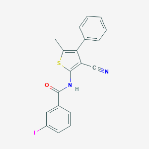 molecular formula C19H13IN2OS B446683 N-(3-cyano-5-methyl-4-phenylthiophen-2-yl)-3-iodobenzamide 