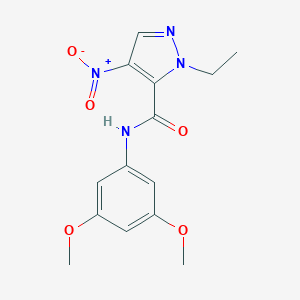 molecular formula C14H16N4O5 B446690 N-(3,5-dimethoxyphenyl)-1-ethyl-4-nitro-1H-pyrazole-5-carboxamide 