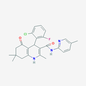 molecular formula C25H25ClFN3O2 B446691 4-(2-chloro-6-fluorophenyl)-2,7,7-trimethyl-N-(5-methylpyridin-2-yl)-5-oxo-1,4,5,6,7,8-hexahydroquinoline-3-carboxamide 