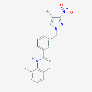 molecular formula C19H17BrN4O3 B446694 3-({4-bromo-3-nitro-1H-pyrazol-1-yl}methyl)-N-(2,6-dimethylphenyl)benzamide 