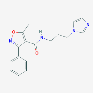 molecular formula C17H18N4O2 B446697 N-[3-(1H-imidazol-1-yl)propyl]-5-methyl-3-phenyl-4-isoxazolecarboxamide 