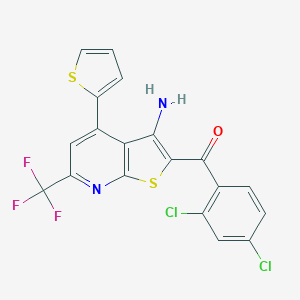 molecular formula C19H9Cl2F3N2OS2 B446698 [3-Amino-4-(2-thienyl)-6-(trifluoromethyl)thieno[2,3-b]pyridin-2-yl](2,4-dichlorophenyl)methanone 