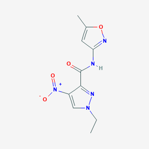 molecular formula C10H11N5O4 B446709 1-ethyl-4-nitro-N-(5-methyl-3-isoxazolyl)-1H-pyrazole-3-carboxamide 