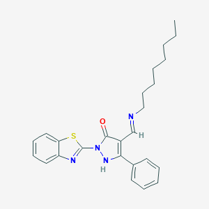 molecular formula C25H28N4OS B446742 2-(1,3-benzothiazol-2-yl)-4-[(octylamino)methylene]-5-phenyl-2,4-dihydro-3H-pyrazol-3-one CAS No. 353774-02-4