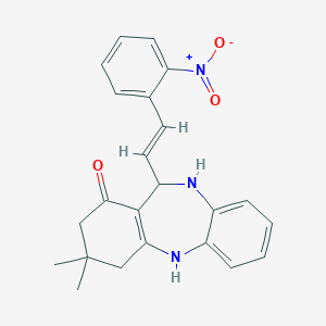 molecular formula C23H23N3O3 B446747 9,9-dimethyl-6-[(E)-2-(2-nitrophenyl)ethenyl]-6,8,10,11-tetrahydro-5H-benzo[b][1,4]benzodiazepin-7-one CAS No. 328274-89-1