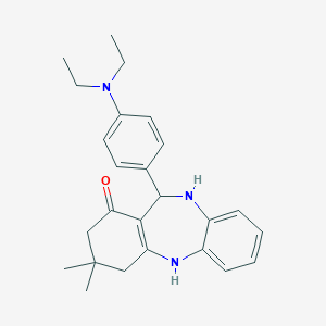 molecular formula C25H31N3O B446760 6-[4-(diethylamino)phenyl]-9,9-dimethyl-6,8,10,11-tetrahydro-5H-benzo[b][1,4]benzodiazepin-7-one CAS No. 329206-30-6