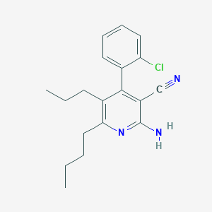 molecular formula C19H22ClN3 B446775 2-Amino-6-butyl-4-(2-chlorophenyl)-5-propylnicotinonitrile CAS No. 353774-80-8