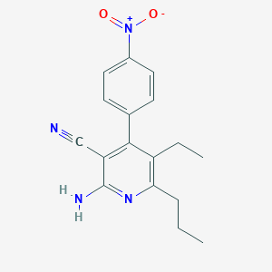 molecular formula C17H18N4O2 B446777 2-Amino-5-ethyl-4-(4-nitro-phenyl)-6-propyl-nicotinonitrile CAS No. 353774-72-8