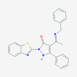 molecular formula C25H20N4OS B446794 2-(1,3-benzothiazol-2-yl)-4-(N-benzylethanimidoyl)-5-phenyl-1,2-dihydro-3H-pyrazol-3-one 