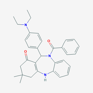 molecular formula C32H35N3O2 B446796 5-Benzoyl-6-[4-(diethylamino)phenyl]-9,9-dimethyl-6,8,10,11-tetrahydrobenzo[b][1,4]benzodiazepin-7-one CAS No. 329222-60-8